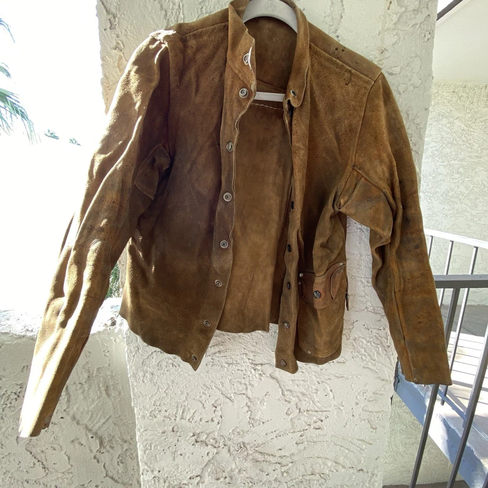 Chaqueta de cuero vintage en bruto pátina ropa de rancho cuero crudo grunge ropa de trabajo abrigo 60 Foto 1 de 4