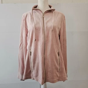 Charter Club Gr. S Pfirsich Rosa Reißverschluss Langarm Damen Samt Velour Jacke - Bild 1 von 19