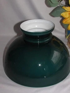 VINTAGE SMARAGD WALDGRÜN GLATT UMMANTELTES GLAS STUDENT SCHREIBTISCHLAMPE SCHIRM 10" FITTER - Bild 1 von 5