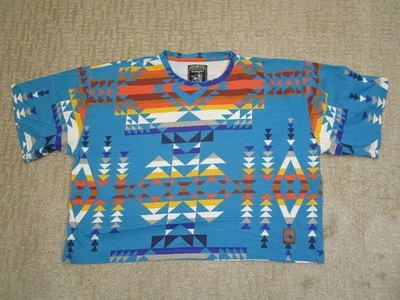 Женская рубашка Pendleton Wrangler средний размер синий укороченный квадратный ацтекский юго-западный топ - Изображение 1 из 4