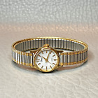 Vintage Timex Watch Women 6” Stretch Band TwoTone White Round Mini 19mm Dial