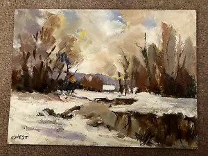 Impressionist Colourist Winter Scene landscape oil painting - Picture 1 of 5