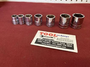 Snap On Tools 3/8” Drive Socket Set 6pt SAE 7pc Shallow 7/16” thru 7/8" - Picture 1 of 8