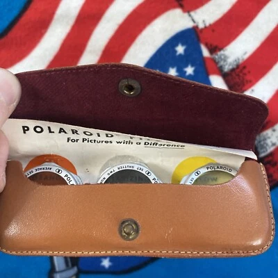 POLAROID Camera FILTER KIT Orange #4 Polarizing #2 Yellow #1 LEATHER CASE - Image 1 of 4