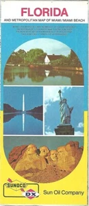 1974 SUNOCO Road Map FLORIDA Miami Beach Orlando Tampa Jacksonville Tallahassee - Picture 1 of 4