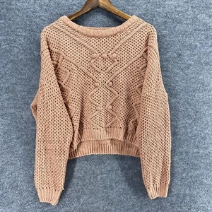 New Love Tree Sweater Pullover Women M Medium Brown Knit Long Sleeve Crew Neck - Picture 1 of 8