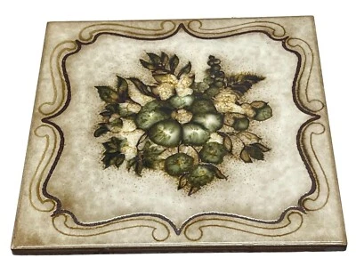 Remache Cerámico 8x8" Azulejo Hecho en Italia Floral Cuadrado Oro Blanco Verde LEER Foto 1 de 4