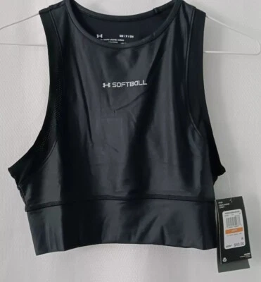 BRAND NEW Under Armour Fitted Heatgear Isochill Black Softball Tank Top Sz.Small - Image 1 of 4
