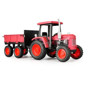 Farm Tractor Toy Model with Tipping Trailer Metal Diecast Farm Toys Vehicle Red - Picture 1 of 6