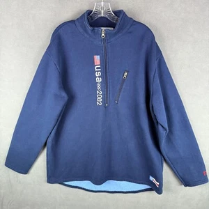 VTG Roots 1/2 Zip Pullover Men 2XL Navy Blue Fleece Lined USA 2002 Olympic Team - Picture 1 of 8