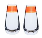 CLEARANCE Glass Hand Crafted Drop Vase H14cm Orange Stripe - Set of two