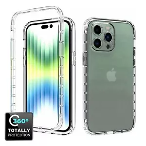 For iPhone 16e 16 Pro Max 15 14 13 Shockproof Clear Case with Screen Protector - Picture 1 of 12