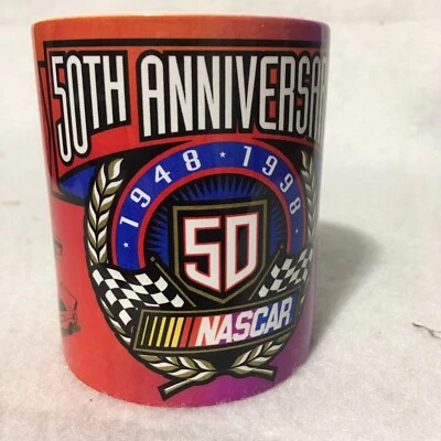 NASCAR Racing 50th Anniversary 1948 1998 11 Ounce Coffee Cup Mug Beer Hunter MFG - Image 1 of 4