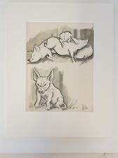 p1147 Signed Original Pen And Ink Drawing Of Pigs By Philip Hobbs