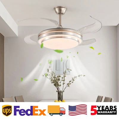 Ventilador de Techo 42 Pulgadas Luz LED Moderno Níquel Montaje Al Ras con Kit de Control Remoto Foto 1 de 4