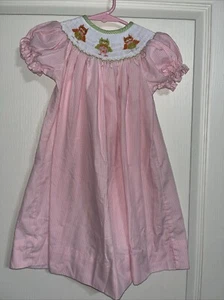 TRICIA Pink Check GIRLS Smocked Dress Size 18 mo OWLS - Picture 1 of 8