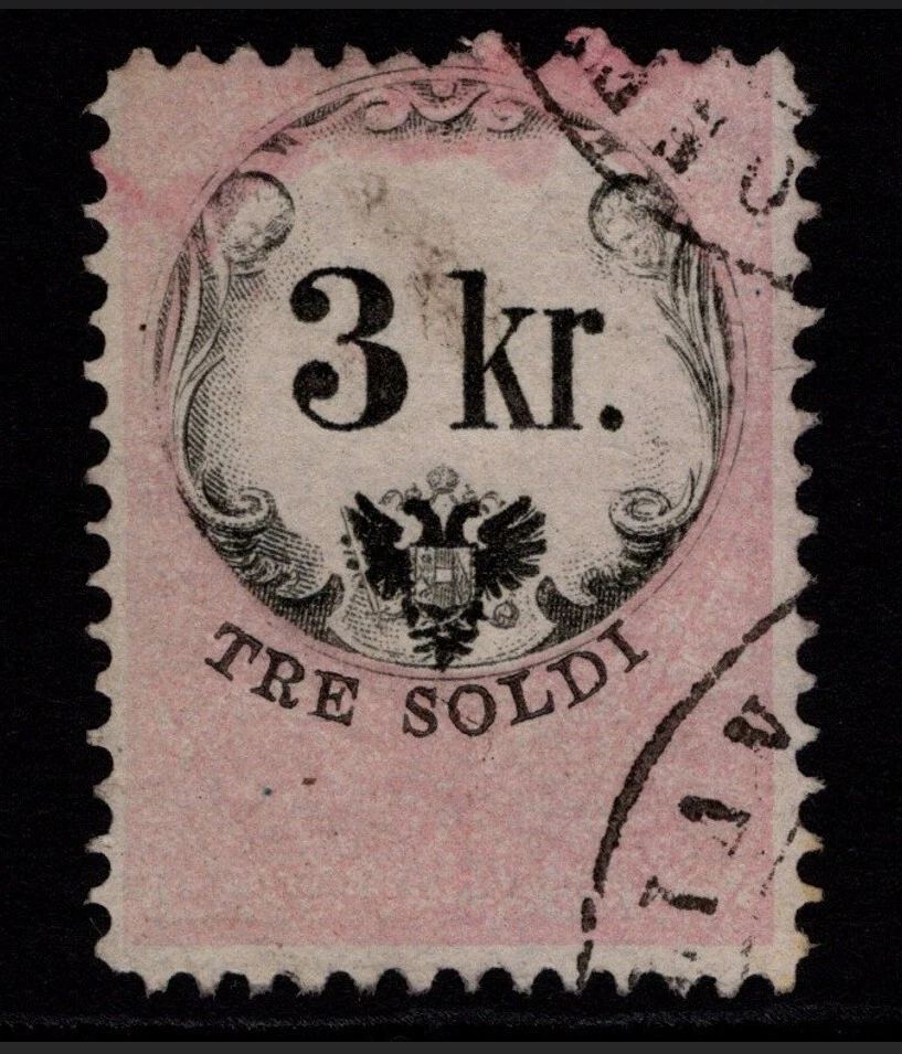 Lombardy Venetia 1863 5k Rose Used Perf 12 - S36244 - Image 1 of 1