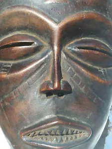 Vintage African Tribal art Chokwe Tribe Hand Carved Wood Face Mask from Angola - Picture 1 of 12