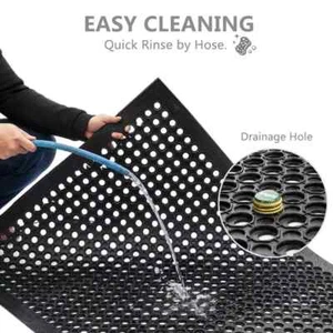 Heavy Duty Floor Mat Anti Fatigue Kitchen Bar Rubber Drainage Black 23" x 35" - Picture 1 of 12