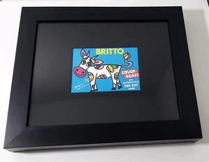 Romero Britto Black Matte 18" Frame Beveled Linen Fillet Color Play FRP Signed - Picture 1 of 8