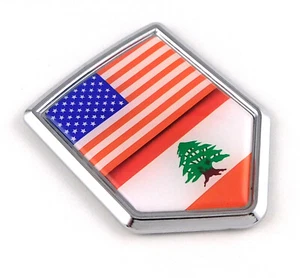 USA Lebanon Flag Car Chrome Emblem Decal Sticker w/ adhesive - Imagen 1 de 3