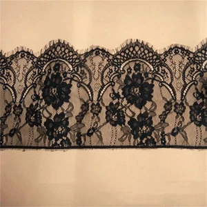 3 Yards Floral Embroidered Eyelash Mesh Lace Trim DIY Sewing Crafts 10.2" Wide - Foto 1 di 14