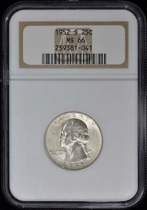 1952-S Washington Quarter 25C NGC MS66 - Picture 1 of 2
