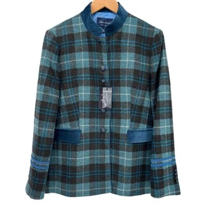 Blazer Tinta & Bariloche Mujer US Grande SP 46 Azul Lana Rillo Terciopelo Borde NUEVO - Imagen 1 de 11