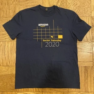 Amazon Sortin’ Saturday T-sh T-shirt Navy Men’s Size XL New 100% Cotton - Picture 1 of 9