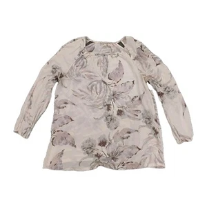 Lucky Brand 100% Silk 3/4 Sleeve Pull Over Blouse Top Women M Floral - Picture 1 of 9
