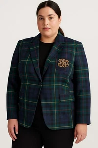 Lauren Ralph Lauren Bullion Plaid Wool-Blend Twill Blazer – Women’s 16 – Crest P - Picture 1 of 18