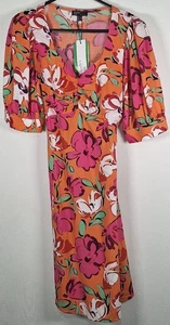 Nobodys Child Pink Floral Orange Penny Mini Dress Size 6, New - Picture 1 of 10