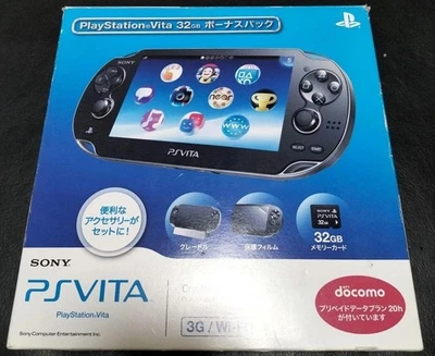 NUOVO Sony PlayStation PS Vita PCH-1100 Crystal Black CIB Japan Cradle Memory - Immagine 1 di 4
