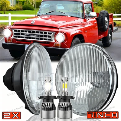 Par de faros LED redondos de 7 pulgadas para International Harvester Scout II 1973-1980 Foto 1 de 4