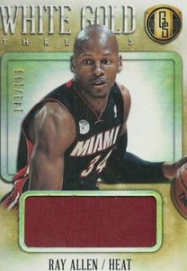2013-14 Gold Standard White Gold Threads Jersey- Ray Allen /199 Miami Heat!