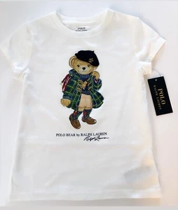 NWT, Girls Polo Ralph Lauren Deckwash White Polo Bear Tee. Size 5. Eu 110 - Picture 1 of 1