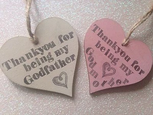 1 Personalised 'Thank You For Being My Godmother/ Godfather' heart Christening - Picture 1 of 2