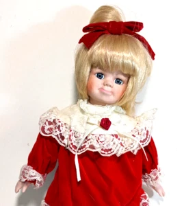 Muñeca victoriana vintage de porcelana de 14" con vestido rojo rubio CATHY coleccionable de Brinn's - Imagen 1 de 5