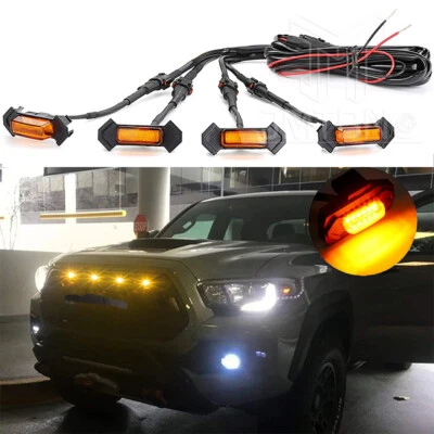 For 2016-2021 Toyota Tacoma Front Grille Amber Lens  LED Lights Lighting Kit US - Image 1 of 4