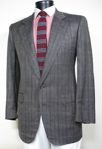 Vtg Alexander Julian Sport Coat 42 R L Gray Check 70% Silk 30% Wool Made n Italy