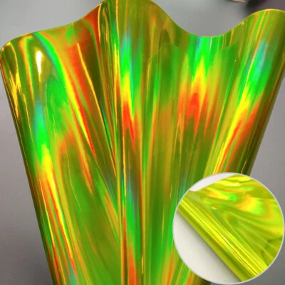 Holographic Laser Mirrored Vinyl Faux PU Leather Bag Dress Fabric Craft Cloth - Image 1 of 4