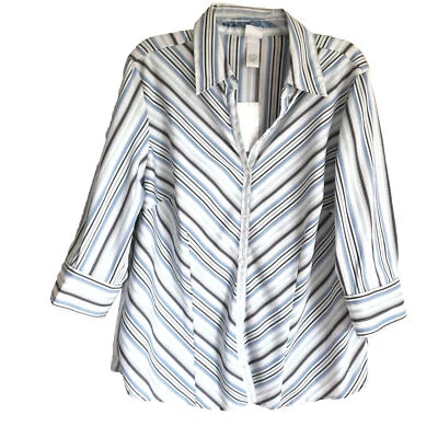 Blusa Moda Bug Talla 18/20 Botón Delantero Manga 3/4 Rayas Nueva Con Etiquetas Foto 1 de 4