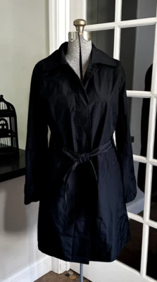 Weather Tamer Belted Trench Coat Black Long Pea Coat Women's.  Small - Image 1 of 4