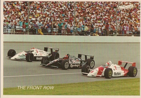 1991 Front Row Indianapolis 500 Postcard Rick Mears A.J. Foyt Mario Andretti Cover