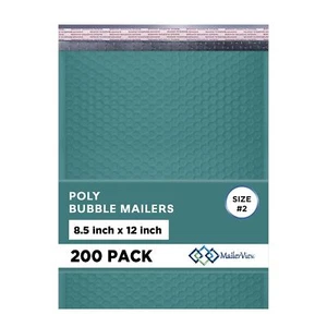 Green Poly Bubble Mailers 8.5x12 inch #2 | Self Seal Padded Envelopes | Cushione - Afbeelding 1 van 9