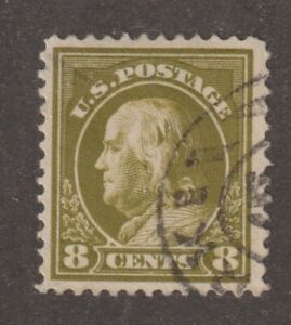 USA Scott 414  P12 Single Line Watermark Franklin 8 cent Used (414-1)