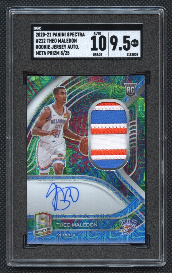 2020-21 Panini Spectra Theo Maledon Rookie 8/25 Patch Auto RPA SGC 9.5 Mint+  - Image 1 of 2