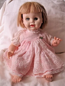 Vintage 1967 Effanbee #9567J Crying Baby doll cloth body blonde Sleepy eyes 18 " - Picture 1 of 10
