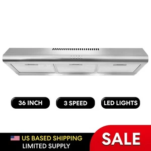 36 in. Under Cabinet Range Hood, Push Button, Mesh Filters in Stainless Steel - Picture 1 of 6
