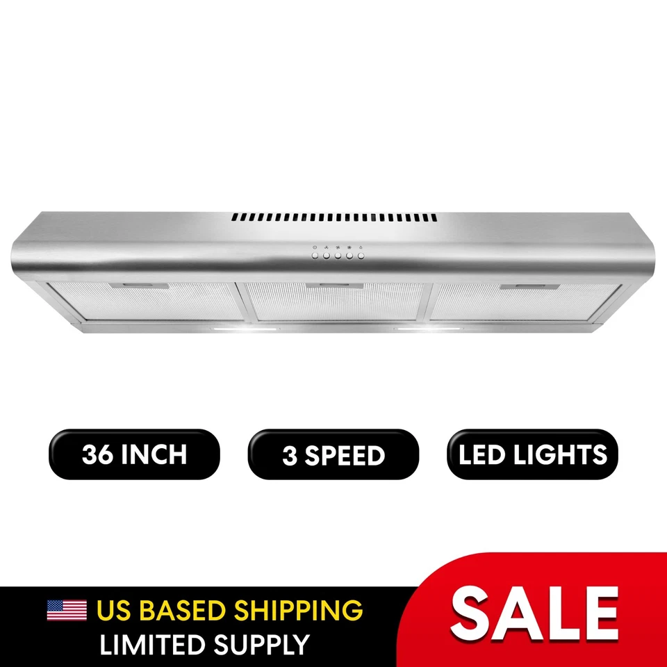 36 in. Under Cabinet Range Hood, Push Button, Mesh Filters in Stainless Steel - Image 1 of 4